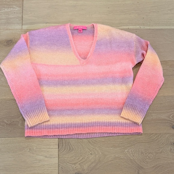Lilly Pulitzer Sweaters - Lilly Pulitzer Women's Pink Yellow & Purple Striped V-Neck Sweater size small